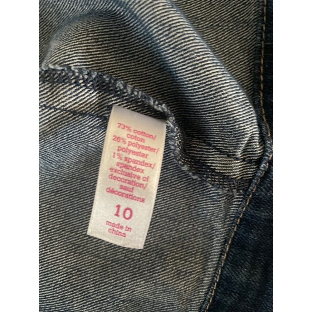 Justice Girls Blue Denim Vest Rhinestone Collar Cropped Jean Jacket Casual Sz 10 - Picture 8 of 8